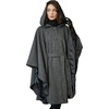 image:imageBEAUTELICATE Women Tweed Hooded Belted Cloak Buttons Closure Sleeveless Satin Lining Wool PonchoBlack Grey