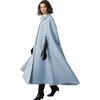 image:imageBEAUTELICATE Wool Blend Cloak Slit Sleeve 2 Pockets TurnDown Collar Fleece Cloak Winter CapeBlue