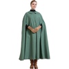image:imageBEAUTELICATE Wool Blend Cloak Slit Sleeve 2 Pockets TurnDown Collar Fleece Cloak Winter CapeVintage Green