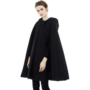 image:imageBEAUTELICATE Hooded Cloak Wedding Cape for Women Bridal Winter Robe Wool Blend Halloween Costume ChristmasBlackhalf Length 35