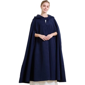 image:imageBEAUTELICATE Hooded Cloak Wedding Cape for Women Bridal Winter Robe Wool Blend Halloween Costume ChristmasNavy Bluefull Length 50