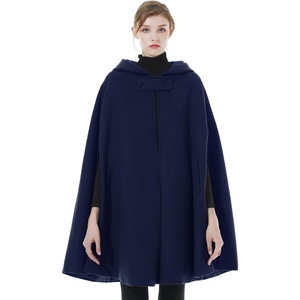 image:imageBEAUTELICATE Hooded Cloak Wedding Cape for Women Bridal Winter Robe Wool Blend Halloween Costume ChristmasNavy Bluehalf Length 35