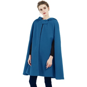 image:imageBEAUTELICATE Hooded Cloak Wedding Cape for Women Bridal Winter Robe Wool Blend Halloween Costume ChristmasTeal Bluehalf Length 35