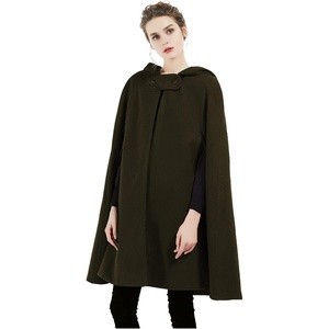 image:imageBEAUTELICATE Hooded Cloak Wedding Cape for Women Bridal Winter Robe Wool Blend Halloween Costume ChristmasVintage Greenhalf Length 35