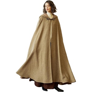 image:imageBEAUTELICATE Oatmeal Cloak with Hood Women Medieval Renaissance Cloak for Halloween CosplayFlaxen Linen