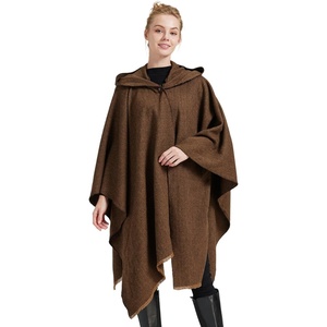 image:imageBEAUTELICATE Women Wool Cloak with Hood Open Front Warm Cardigans Blanket Vintage PonchoBrown