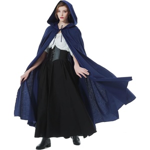 image:imageBEAUTELICATE Womens Hooded Cape Bridal Wedding Cloak Poncho 100 Cotton Full LengthNavy Blue