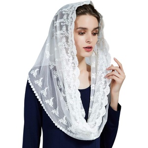 image:imageCatholic Chapel Mantilla Veil Church Lace Head Covering Easter Latin Mass Off White BlackOffwhite