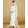 image:imageBEAUTELICATE Blusher Veil Cathedral Wedding Veil 2 Tiers Pearl Veil Butterfly with CombOffwhite