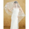 image:imageBEAUTELICATE Blusher Veil Cathedral Wedding Veil 2 Tiers Pearl Veil Butterfly with CombOffwhite