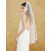 image:imageBEAUTELICATE Bridal Veils with Ribbon Edge 1 Tier Satin Edge Wedding VeilIvory