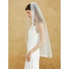 image:imageBEAUTELICATE Bridal Veils with Ribbon Edge 1 Tier Satin Edge Wedding VeilIvory