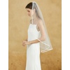 image:imageBEAUTELICATE Bridal Veils with Ribbon Edge 1 Tier Satin Edge Wedding VeilWhite