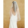image:imageBEAUTELICATE Bridal Veils with Ribbon Edge 1 Tier Satin Edge Wedding VeilWhite
