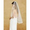 image:imageBEAUTELICATE Bridal Veils with Ribbon Edge 1 Tier Satin Edge Wedding VeilWhite