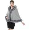 image:imageBEAUTELICATE Faux Fur Shawl Wrap Bridesmaids Stole Lambs Wool Bridal Cape Shrug Wedding with Fur TrimGrey