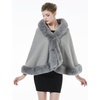 image:imageBEAUTELICATE Faux Fur Shawl Wrap Bridesmaids Stole Lambs Wool Bridal Cape Shrug Wedding with Fur TrimGrey