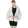 image:imageBEAUTELICATE Faux Fur Shawl Wrap Bridesmaids Stole Lambs Wool Bridal Cape Shrug Wedding with Fur TrimIvory