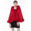 image:imageBEAUTELICATE Faux Fur Shawl Wrap Bridesmaids Stole Lambs Wool Bridal Cape Shrug Wedding with Fur TrimRed
