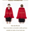 image:imageBEAUTELICATE Faux Fur Shawl Wrap Bridesmaids Stole Lambs Wool Bridal Cape Shrug Wedding with Fur TrimRed