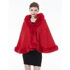 image:imageBEAUTELICATE Faux Fur Shawl Wrap Bridesmaids Stole Lambs Wool Bridal Cape Shrug Wedding with Fur TrimRed