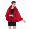 image:imageBEAUTELICATE Faux Fur Shawl Wrap Bridesmaids Stole Lambs Wool Bridal Cape Shrug Wedding with Fur TrimRed