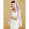 image:imageBEAUTELICATE Fingertip Length Veil Lace Applique Edge Wedding Bridal Veil with Comb 1 TierWhite