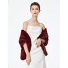 image:imageBEAUTELICATE Luxury Faux Fur Shawl Bridal Party EveningWedding Wrap Stole WinterBurgundy