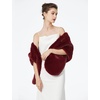 image:imageBEAUTELICATE Luxury Faux Fur Shawl Bridal Party EveningWedding Wrap Stole WinterBurgundy