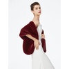 image:imageBEAUTELICATE Luxury Faux Fur Shawl Bridal Party EveningWedding Wrap Stole WinterBurgundy