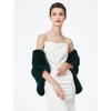 image:imageBEAUTELICATE Luxury Faux Fur Shawl Bridal Party EveningWedding Wrap Stole WinterDark Green