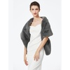 image:imageBEAUTELICATE Luxury Faux Fur Shawl Bridal Party EveningWedding Wrap Stole WinterDark Grey