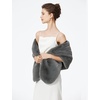 image:imageBEAUTELICATE Luxury Faux Fur Shawl Bridal Party EveningWedding Wrap Stole WinterDark Grey
