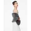 image:imageBEAUTELICATE Luxury Faux Fur Shawl Bridal Party EveningWedding Wrap Stole WinterDark Grey