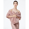 image:imageBEAUTELICATE Luxury Faux Fur Shawl Bridal Party EveningWedding Wrap Stole WinterDusty Rose