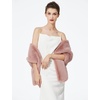 image:imageBEAUTELICATE Luxury Faux Fur Shawl Bridal Party EveningWedding Wrap Stole WinterDusty Rose