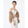 image:imageBEAUTELICATE Luxury Faux Fur Shawl Bridal Party EveningWedding Wrap Stole WinterKhaki
