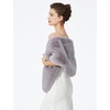 image:imageBEAUTELICATE Luxury Faux Fur Shawl Bridal Party EveningWedding Wrap Stole WinterLight Grey