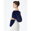 image:imageBEAUTELICATE Luxury Faux Fur Shawl Bridal Party EveningWedding Wrap Stole WinterNavy Blue
