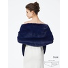 image:imageBEAUTELICATE Luxury Faux Fur Shawl Bridal Party EveningWedding Wrap Stole WinterNavy Blue