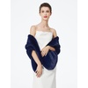 image:imageBEAUTELICATE Luxury Faux Fur Shawl Bridal Party EveningWedding Wrap Stole WinterNavy Blue
