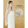 image:imageBEAUTELICATE Pearl Wedding Veil 1 Tier Bridal Veil with Metal CombIvory