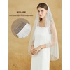 image:imageBEAUTELICATE Pearl Wedding Veil 1 Tier Bridal Veil with Metal CombIvory