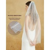 image:imageBEAUTELICATE Pearl Wedding Veil 1 Tier Bridal Veil with Metal CombIvory