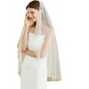 image:imageBEAUTELICATE Pearl Wedding Veil 1 Tier Bridal Veil with Metal CombIvory