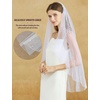 image:imageBEAUTELICATE Pearl Wedding Veil 1 Tier Bridal Veil with Metal CombWhite
