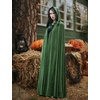 image:imageBEAUTELICATE Renaissance Hooded Cloak Cosplay Medieval Hobbit Halloween Suede Wizard CapeMoss Green