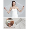 image:imageBEAUTELICATE Wedding Bridal Veil with Comb 1 Tier Cut Edge FingertipampCathedral LengthLight Ivory