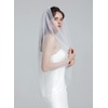 image:imageBEAUTELICATE Wedding Bridal Veil with Comb 1 Tier Cut Edge FingertipampCathedral LengthWhite With Blue Tone