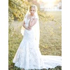 image:imageBEAUTELICATE Wedding Bridal Veil with Comb 1 Tier Half Lace Applique Edge Fingertip Length 36Ivory  Fingertip Length 36